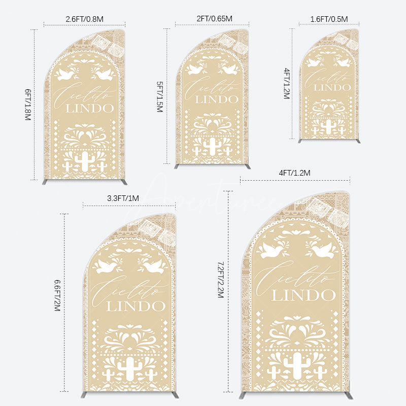 Aperturee - Aperturee Mexican Beige Cielito Lindo Birthday Half Moon Arch Backdrop