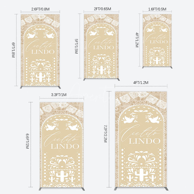 Aperturee - Aperturee Mexican Beige Cielito Lindo Birthday Rectangle Backdrop