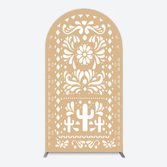 Aperturee - Aperturee Mexican Brown White Pattern Birthday Arch Backdrop