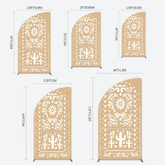 Aperturee - Aperturee Mexican Brown White Pattern Birthday Half Moon Arch Backdrop