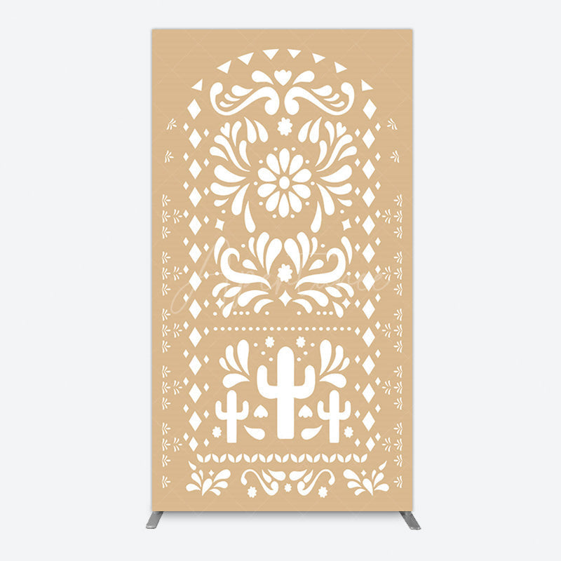 Aperturee - Aperturee Mexican Brown White Pattern Birthday Rectangle Backdrop