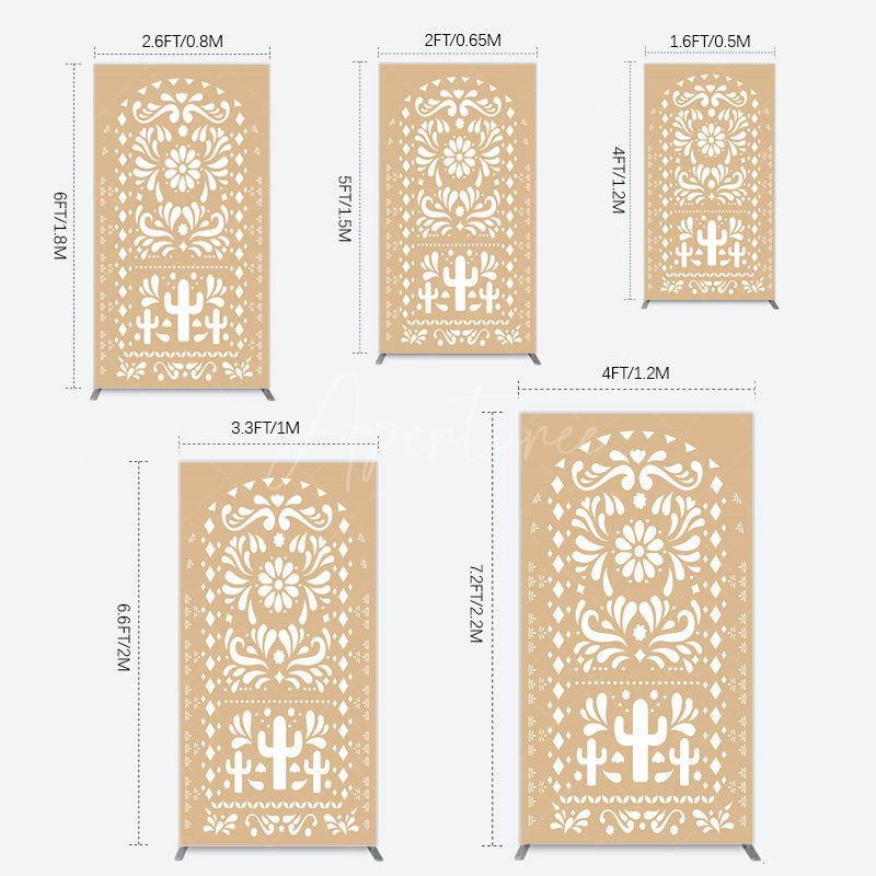 Aperturee - Aperturee Mexican Brown White Pattern Birthday Rectangle Backdrop