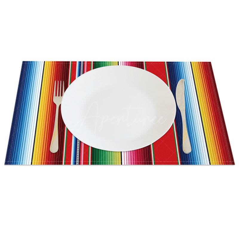 Aperturee - Aperturee Mexican Carnival Bright Color Set of 4 Placemats