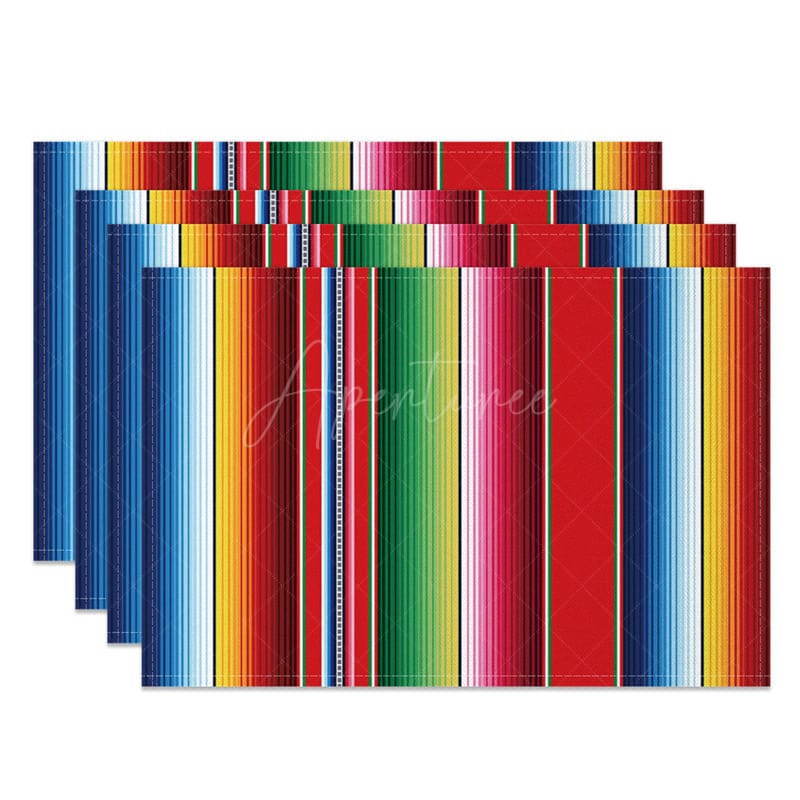 Aperturee - Aperturee Mexican Carnival Bright Color Set of 4 Placemats