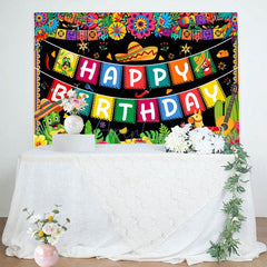 Aperturee - Aperturee Mexican Carnival Cheerful Happy Birthday Backdrop