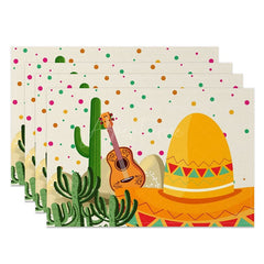 Aperturee - Aperturee Mexican Carnival Cinco De Mayo Set of 4 Placemats