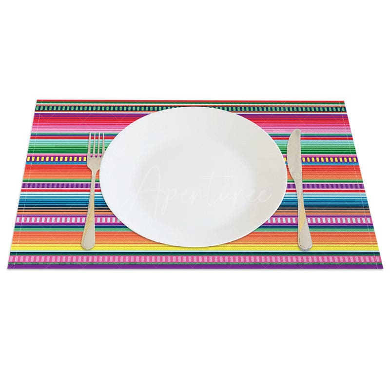 Aperturee - Aperturee Mexican Carnival Colored Stripes Set of 4 Placemats