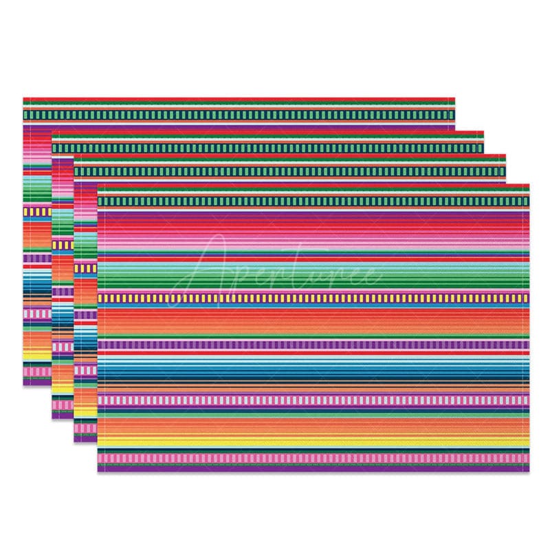 Aperturee - Aperturee Mexican Carnival Colored Stripes Set of 4 Placemats