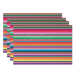 Aperturee - Aperturee Mexican Carnival Colored Stripes Set of 4 Placemats