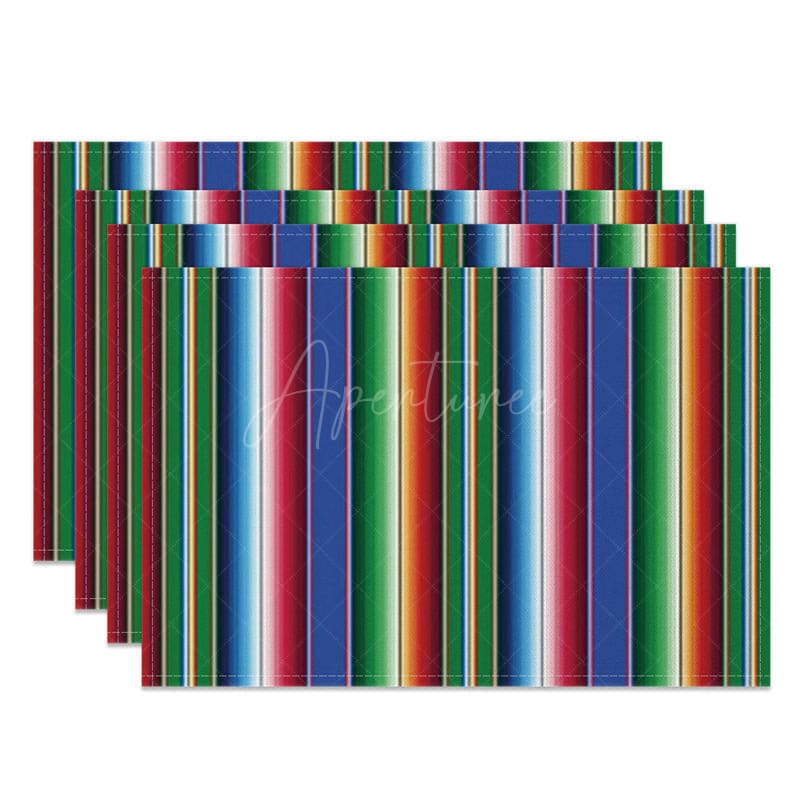 Aperturee - Aperturee Mexican Carnival Dark Colors Set of 4 Placemats