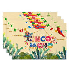 Aperturee - Aperturee Mexican Cinco De Mayo Colorful Set of 4 Placemats