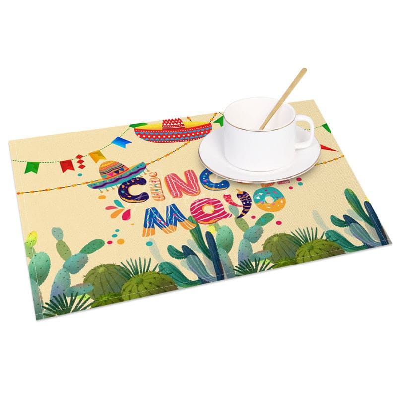 Aperturee - Aperturee Mexican Cinco De Mayo Colorful Set of 4 Placemats