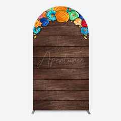 Aperturee - Aperturee Mexican Colorful Floral Wooden Birthday Arch Backdrop