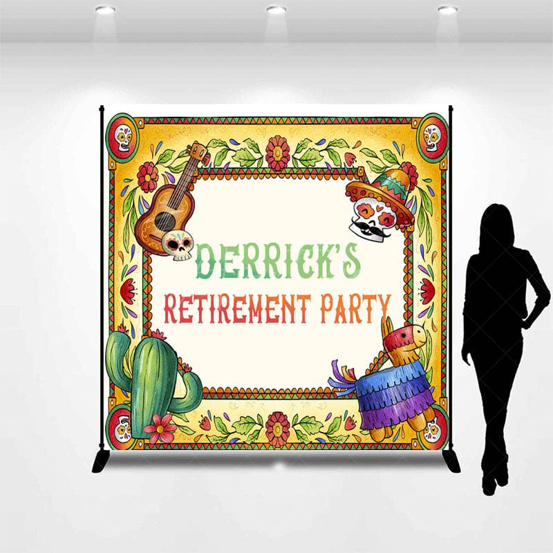 Aperturee - Aperturee Mexican Fiesta Custom Name Retirement Party Backdrop