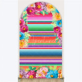 Aperturee - Aperturee Mexican Fiesta Flower Arch Backdrop Vibrant Colorful Floral Party Photo Prop for Cinco de Mayo Birthday Celebration