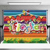 Aperturee - Aperturee Mexican Fiesta Party Backdrop Colorful Serape Stripes and Sombrero Background Cinco de Mayo Celebration Props