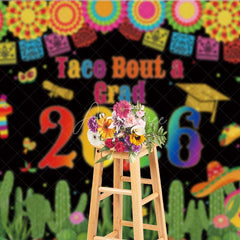 Aperturee - Aperturee Mexican Fiesta Taco Bout a Grad 2026 Backdrop Colorful Cactus and Pinata Party Decor