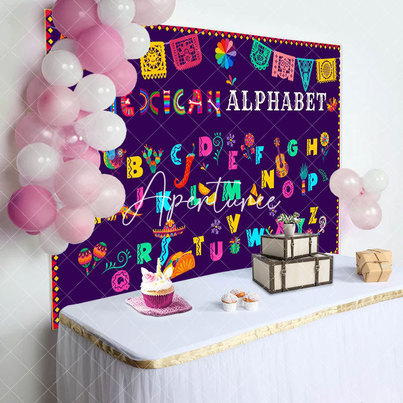 Aperturee - Aperturee Mexican Inspired Alphabet Colorful Design Backdrop