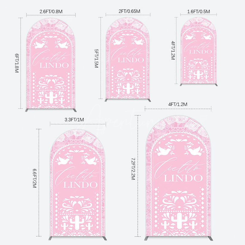 Aperturee - Aperturee Mexican Pink Cielito Lindo Birthday Arch Backdrop