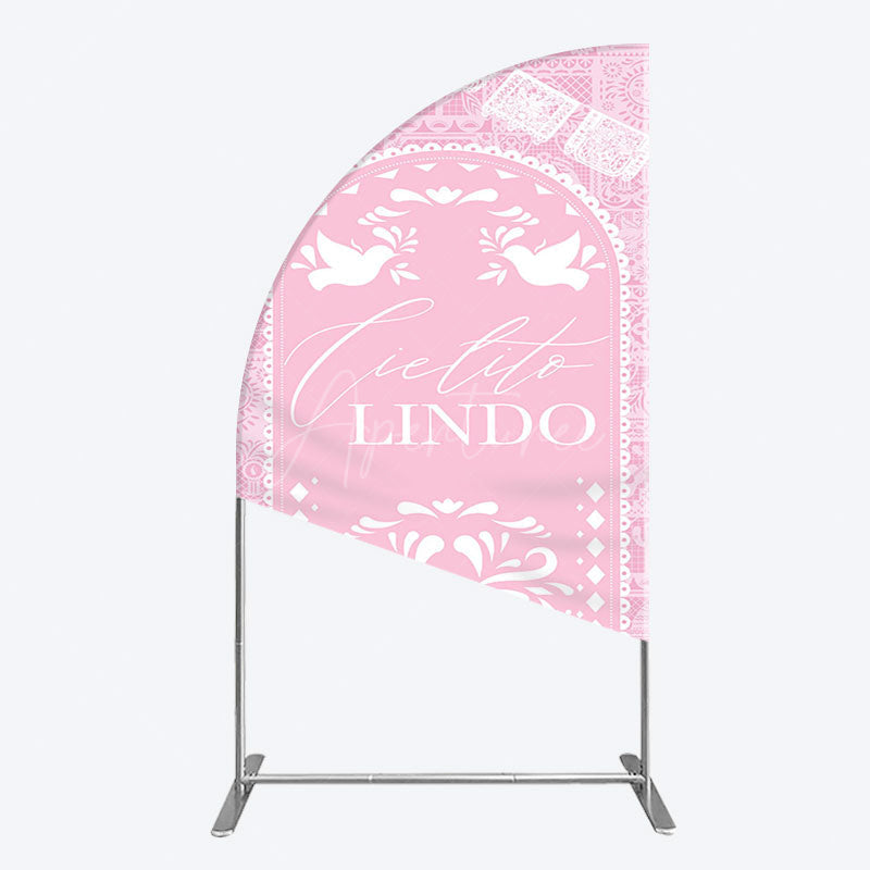 Aperturee - Aperturee Mexican Pink Cielito Lindo Birthday Half Moon Arch Backdrop