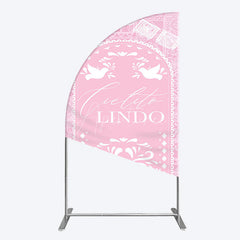 Aperturee - Aperturee Mexican Pink Cielito Lindo Birthday Half Moon Arch Backdrop