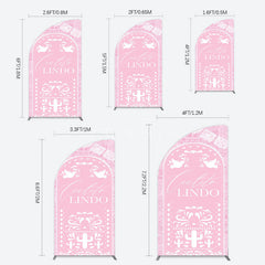 Aperturee - Aperturee Mexican Pink Cielito Lindo Birthday Half Moon Arch Backdrop