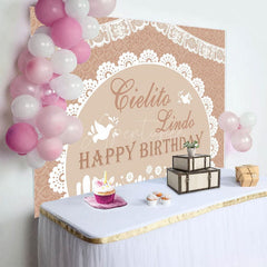 Aperturee - Aperturee Mexico Boho Pattern Doves Happy Birthday Backdrop