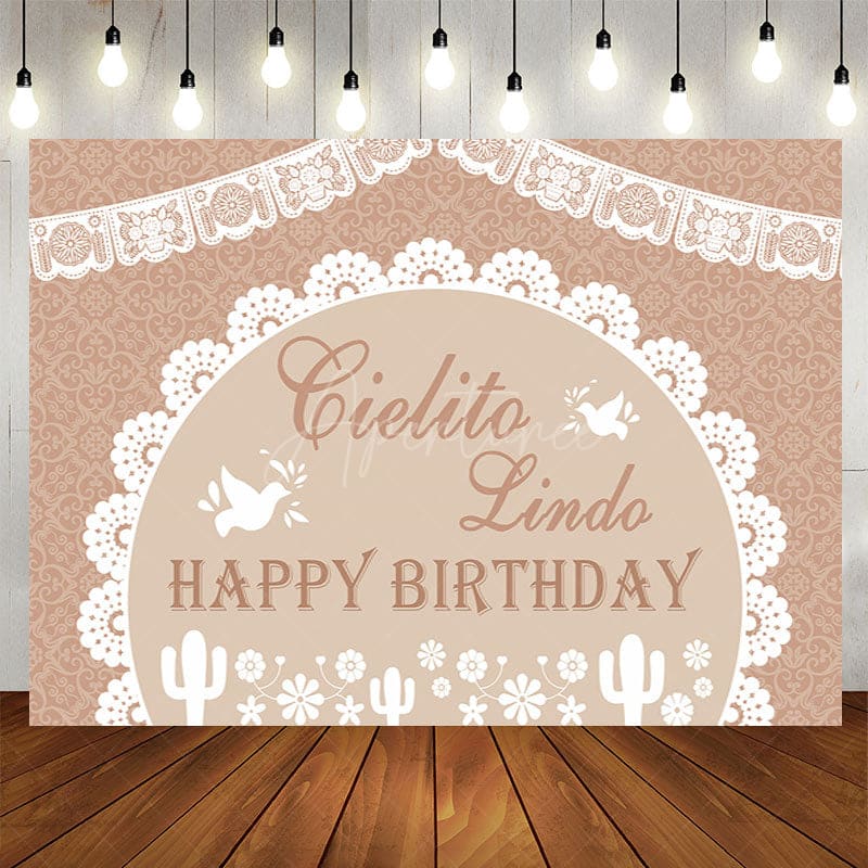 Aperturee - Aperturee Mexico Boho Pattern Doves Happy Birthday Backdrop