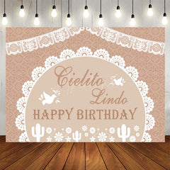 Aperturee - Aperturee Mexico Boho Pattern Doves Happy Birthday Backdrop