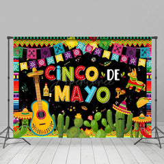 Aperturee - Aperturee Mexico May 5th Cactus Guitar Flag Holiday Backdrop