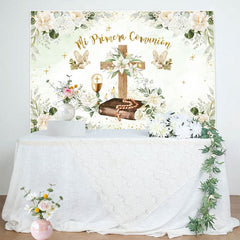 Aperturee - Aperturee Mi Primera Comunion Plant Floral Baptism Backdrop
