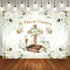 Aperturee - Aperturee Mi Primera Comunion Plant Floral Baptism Backdrop