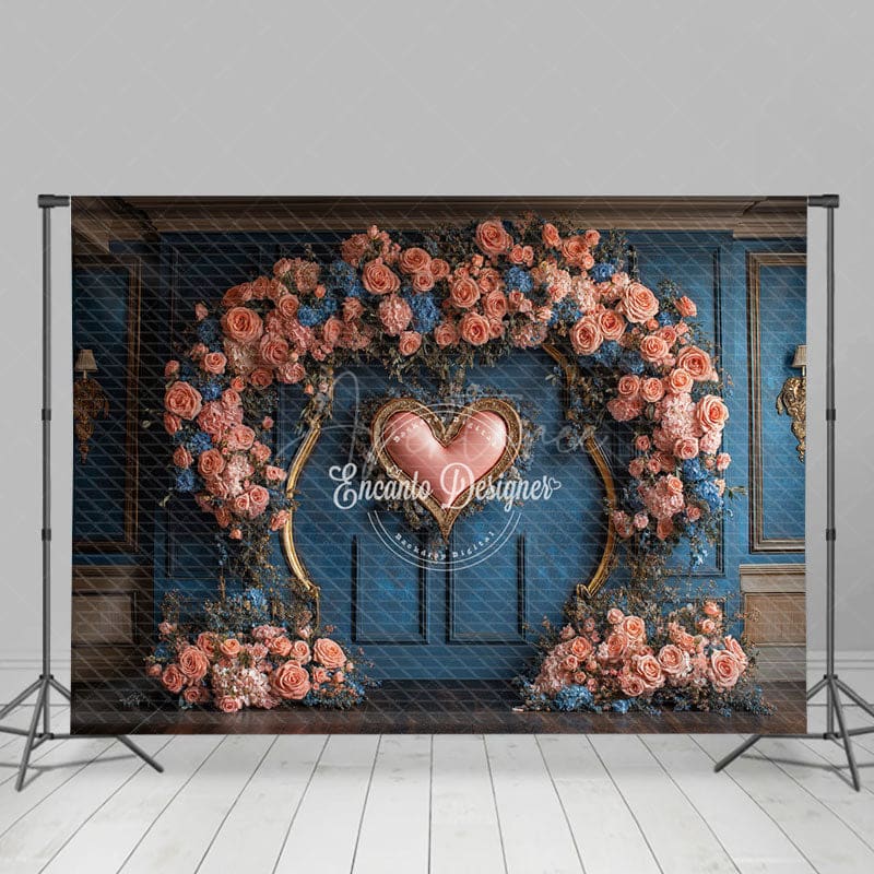 Aperturee - Aperturee Middle Heart Floral Arch Sweet Wedding Photo Backdrop