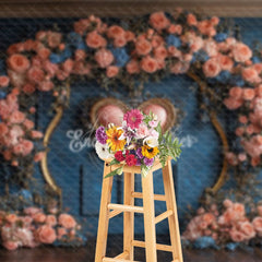 Aperturee - Aperturee Middle Heart Floral Arch Sweet Wedding Photo Backdrop