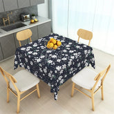Aperturee - Aperturee Midnight Daisy Floral Rectangle Tablecloth Dark Floral Pattern Table Cover for Rustic Wedding and Dining