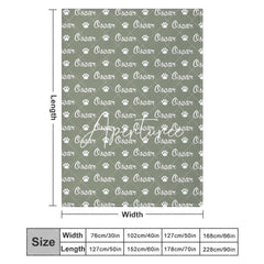 Aperturee - Aperturee Military Green White Paw Print Custom Name Blanket