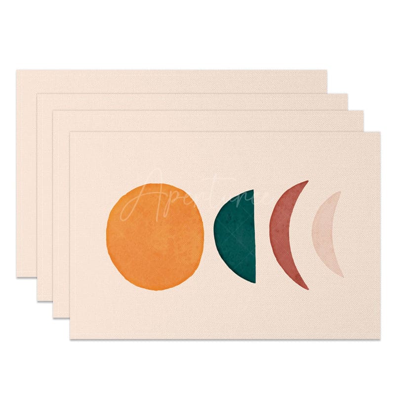 Aperturee - Aperturee Minimalism Abstract Moon Shape Set Of 4 Placemats
