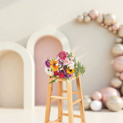 Aperturee - Aperturee Minimalism Beige Wall Arch Balloons Wedding Backdrop