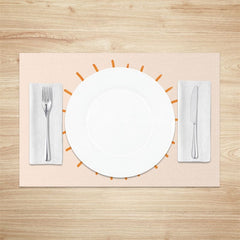 Aperturee - Aperturee Minimalism Orange Sun Pattern Set Of 4 Placemats