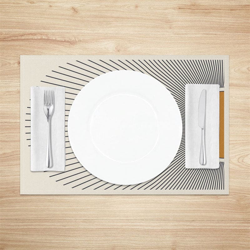 Aperturee - Aperturee Minimalist Abstract Sunburst Rays Set Of 4 Placemats