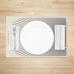Aperturee - Aperturee Minimalist Abstract Sunburst Rays Set Of 4 Placemats