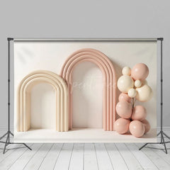 Aperturee - Aperturee Minimalist Arch Pink Balloons Wedding Photo Backdrop