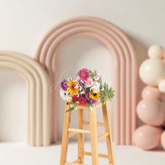 Aperturee - Aperturee Minimalist Arch Pink Balloons Wedding Photo Backdrop