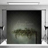 Aperturee Aperturee Minimalist Fine Art Photography Backdrop Dark Moody Wall with Greenery Branch Modern and Elegant Studio Prop