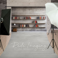 Aperturee - Aperturee Minimalist Grey Dark Room Bookshelf Sweep Backdrop