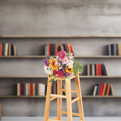 Aperturee - Aperturee Minimalist Grey Wall Dark Room Bookshelf Backdrop
