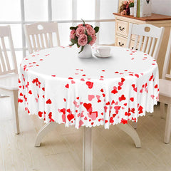 Aperturee - Aperturee Minimalist Red Heart Round Tablecloth Simple White Love Pattern Table Cover for Valentine