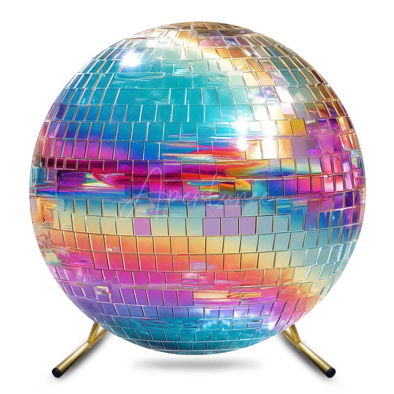 Aperturee - Aperturee Mirror Colorful Rainbow Disco Ball Round Backdrop