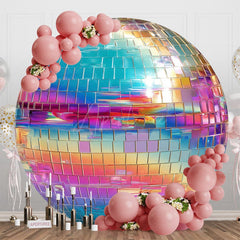 Aperturee - Aperturee Mirror Colorful Rainbow Disco Ball Round Backdrop