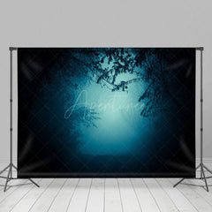 Aperturee - Aperturee Misty Forest Dark Night Scary Photography Backdrop